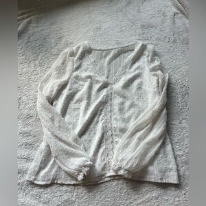 Elegant Sheer White Lace Blouse